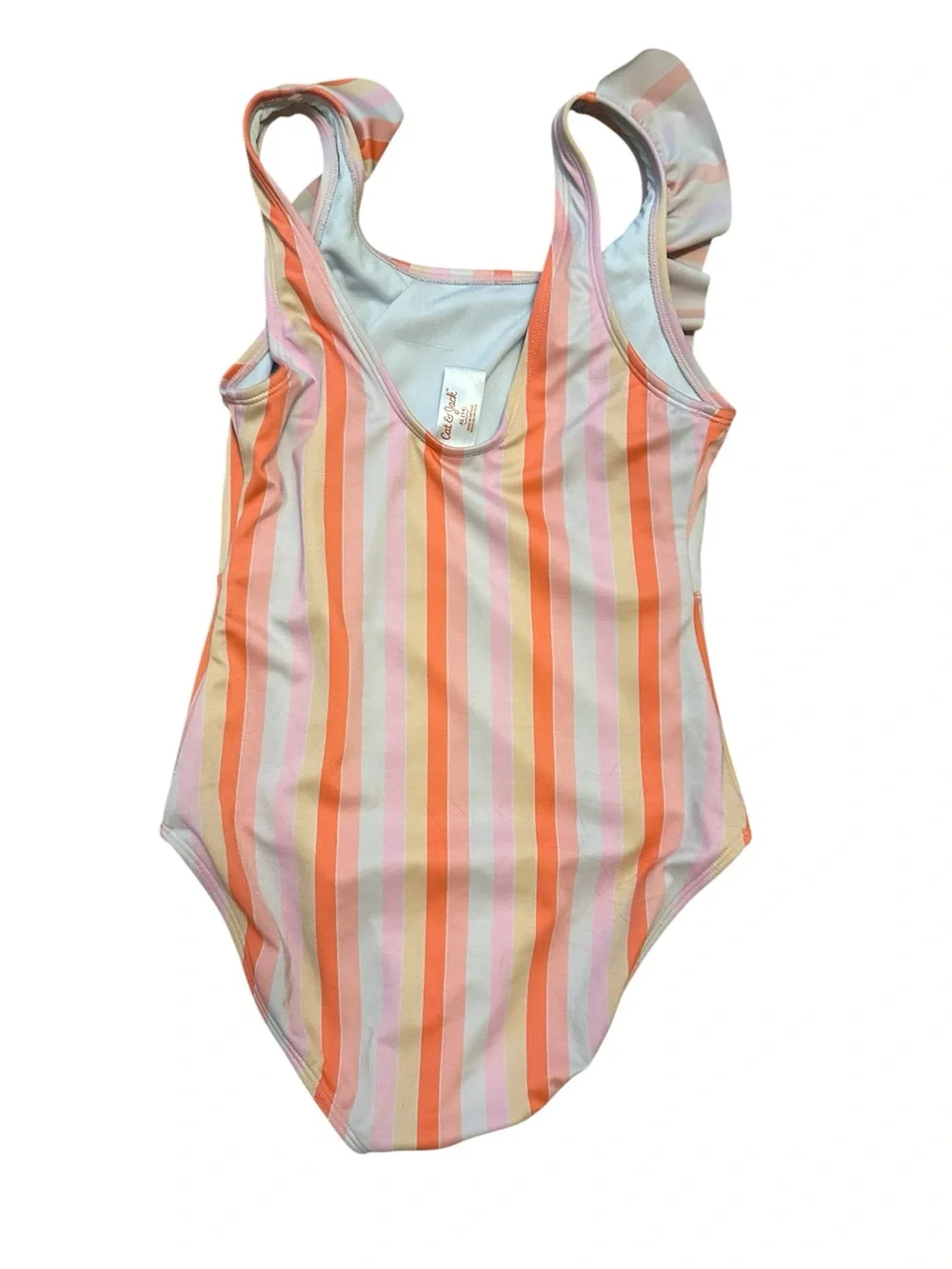 Cat & Jack Coral Lace Sundress + Striped Ruffle Swimsuit
